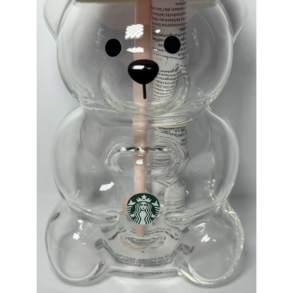 Starbucks PINK DRINK STRAWBERRY BEARISTA Glass Cold Cup AUTHENTIC NWT IN HAND - Picture 5 of 13
